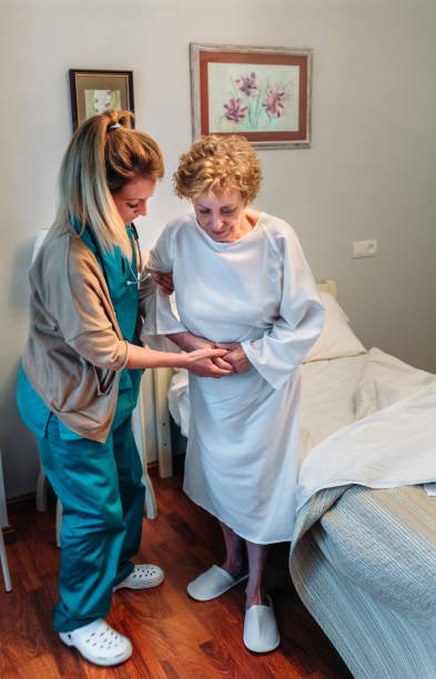 Senior woman with compassionate caregiver